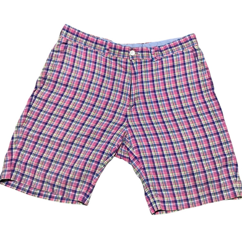 Polo Golf Ralph Lauren Men’s Shorts 34 Pink Plaid Bermuda Cotton Classic Casual